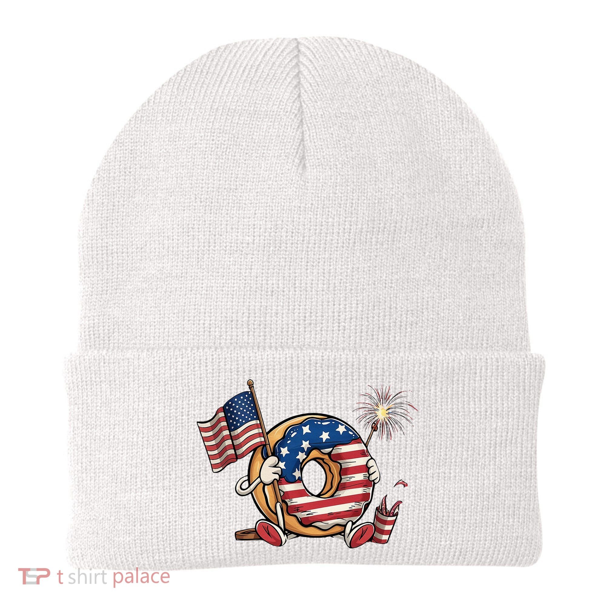 Funny 4th Of July Independence Donut Touch My Freedom Beanie