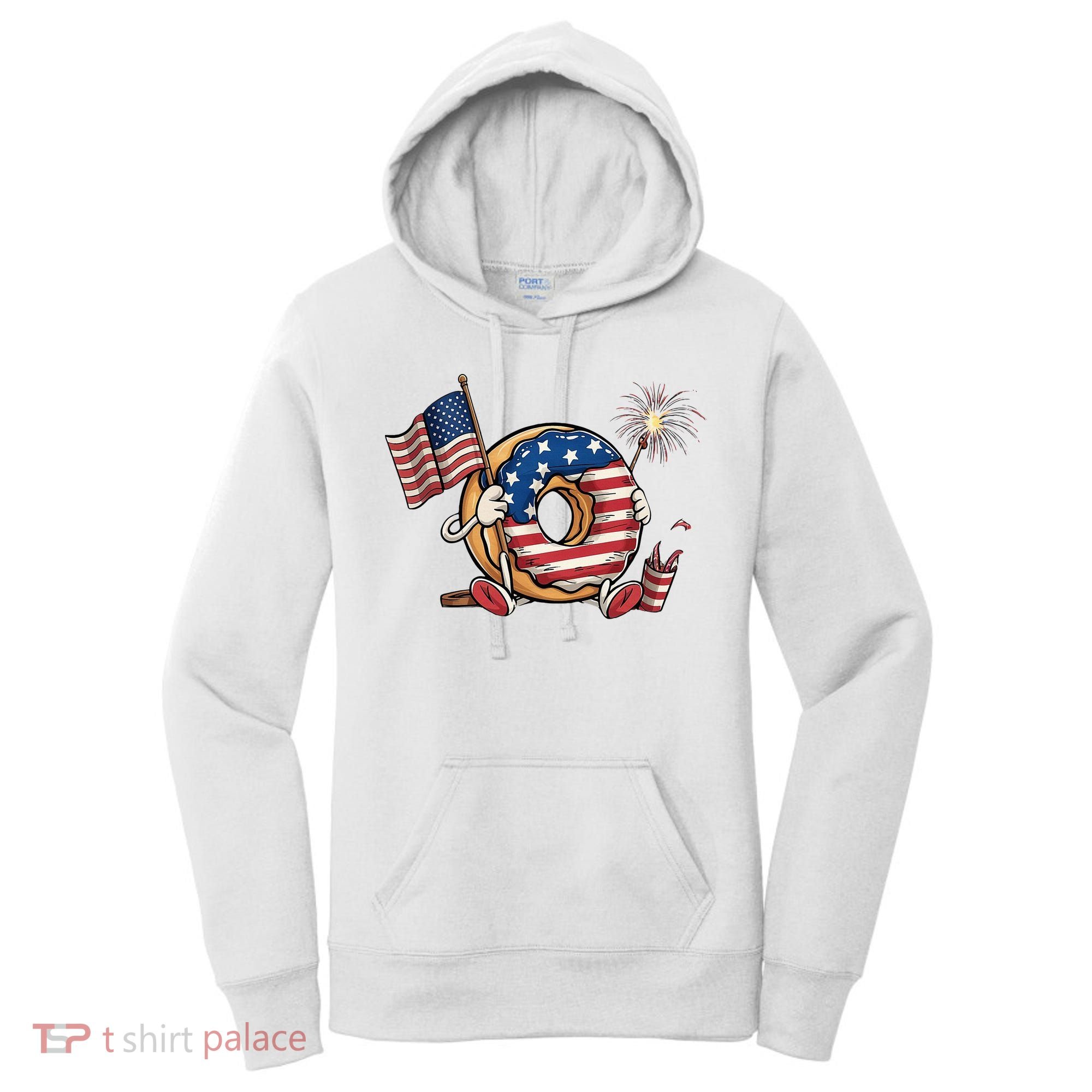 Funny 4th Of July Independence Donut Touch My Freedom Women's Hoodie