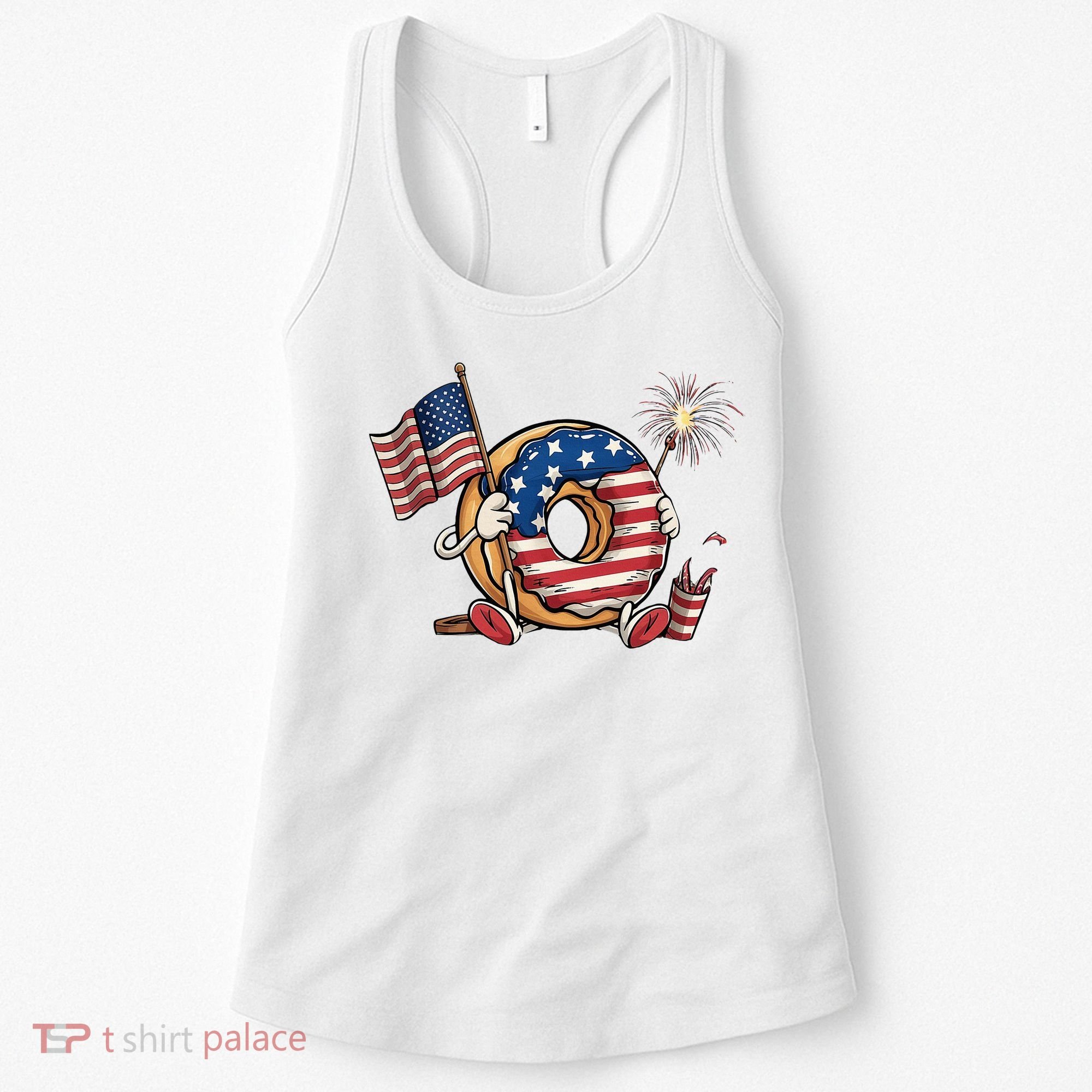 Funny 4th Of July Independence Donut Touch My Freedom Women's Tank Top