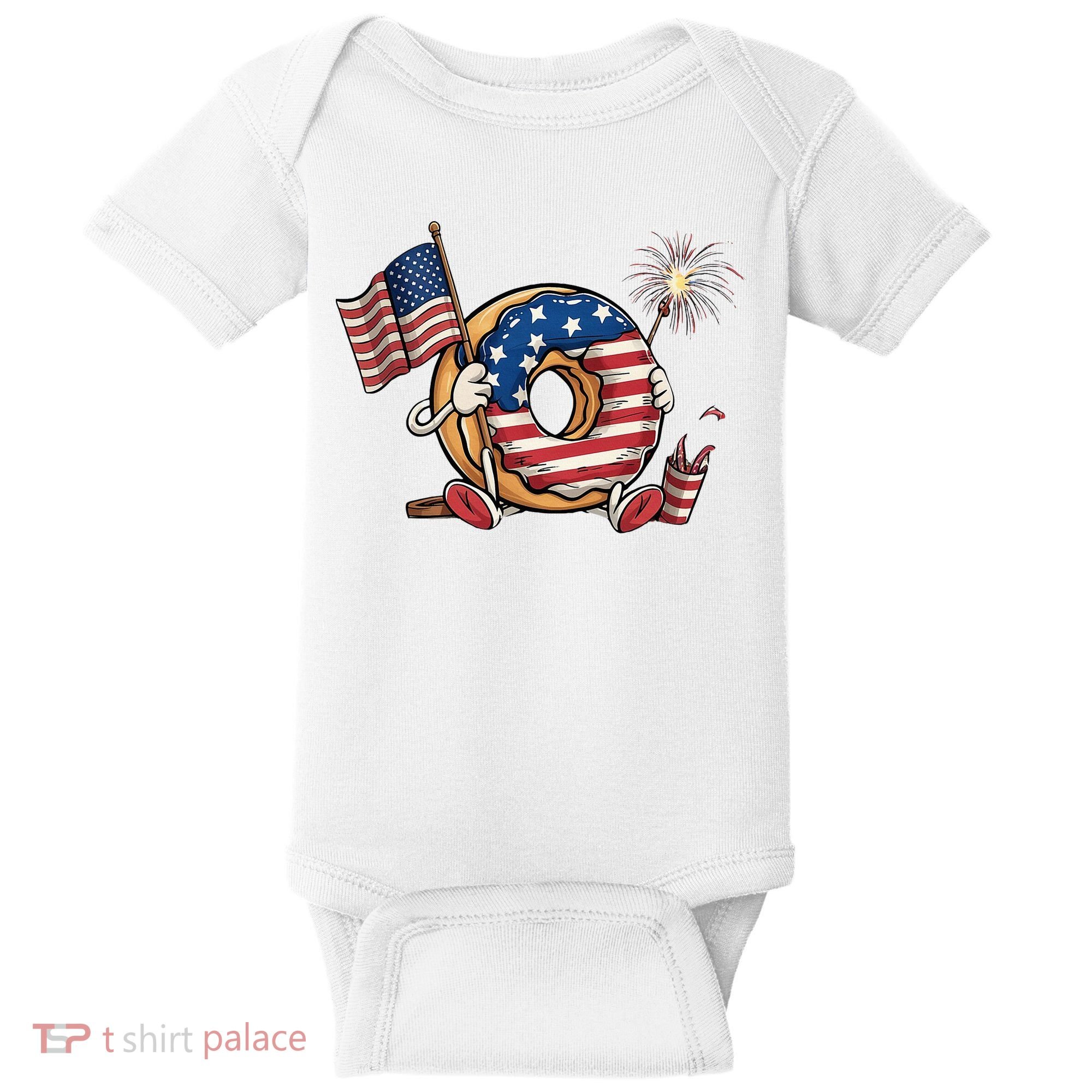 Funny 4th Of July Independence Donut Touch My Freedom Baby Bodysuit