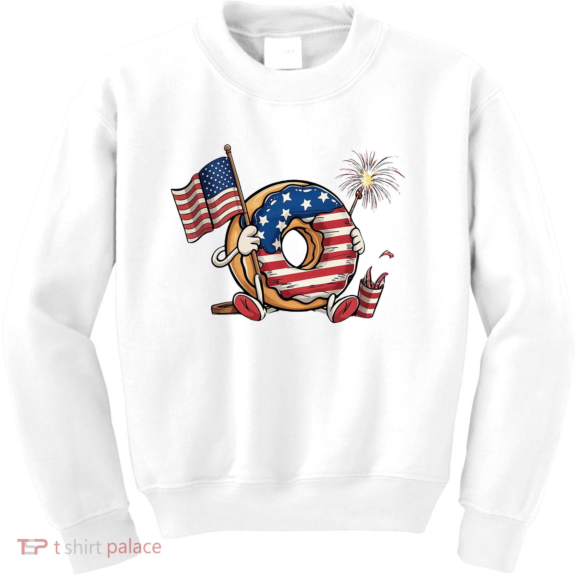 Funny 4th Of July Independence Donut Touch My Freedom Kids Sweatshirt