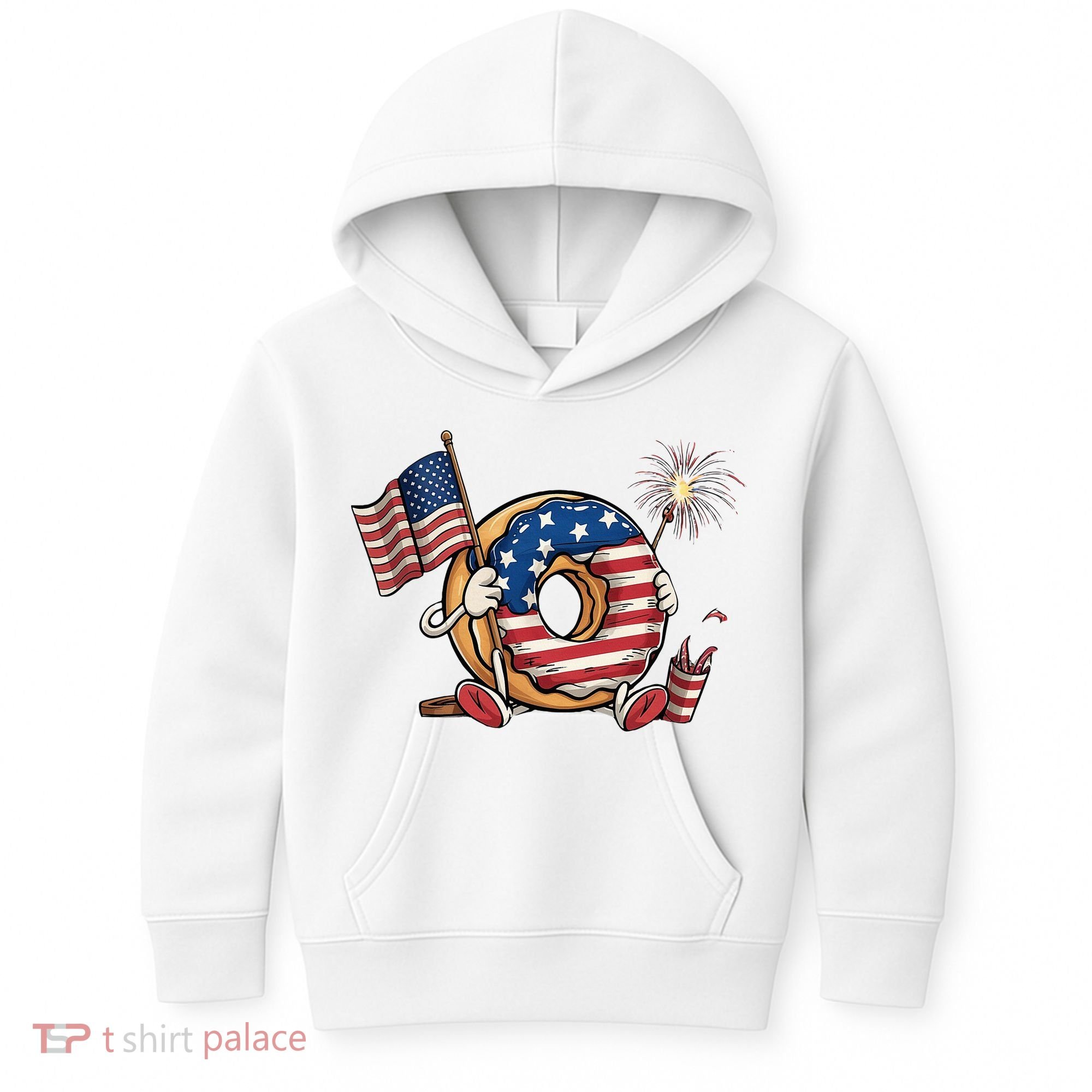 Funny 4th Of July Independence Donut Touch My Freedom Kids Hoodie