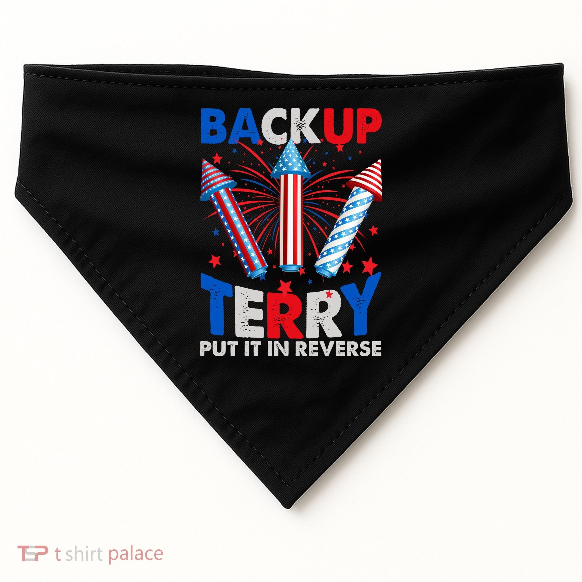 Fouth 4th Of July Back Up Terry Put It In Reverse USA-Made Doggie Bandana