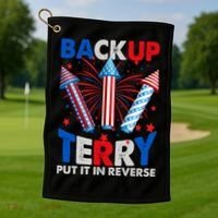 Fouth 4th Of July Back Up Terry Put It In Reverse Golf Towel thumb 1
