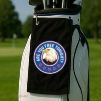 Funny 4th Of July Bald Eagle Are You Free Tonight Usa Golf Towel thumb 2