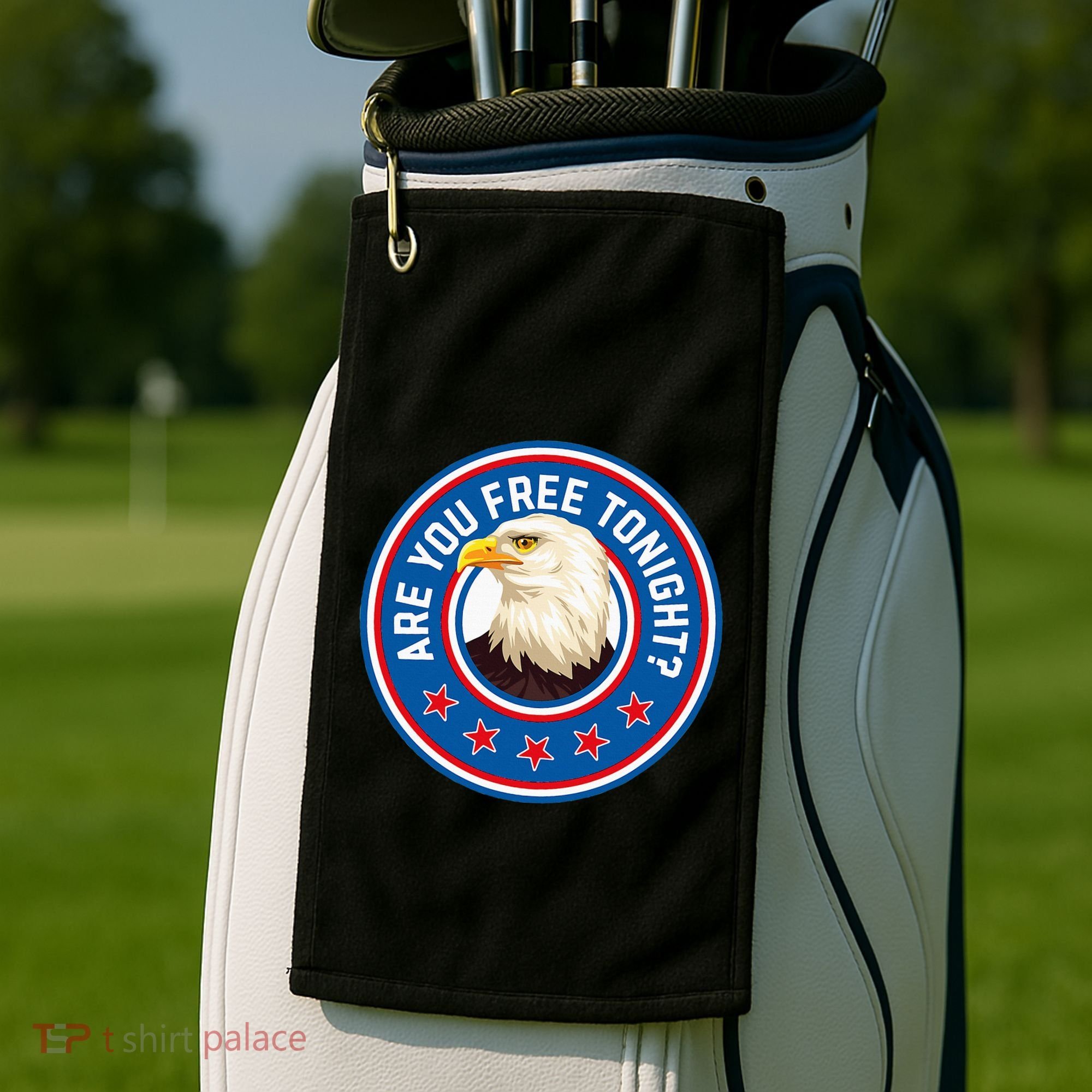 Funny 4th Of July Bald Eagle Are You Free Tonight Usa Golf Towel