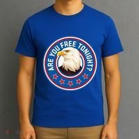 Funny 4th Of July Bald Eagle Are You Free Tonight Usa T-Shirt thumb 3