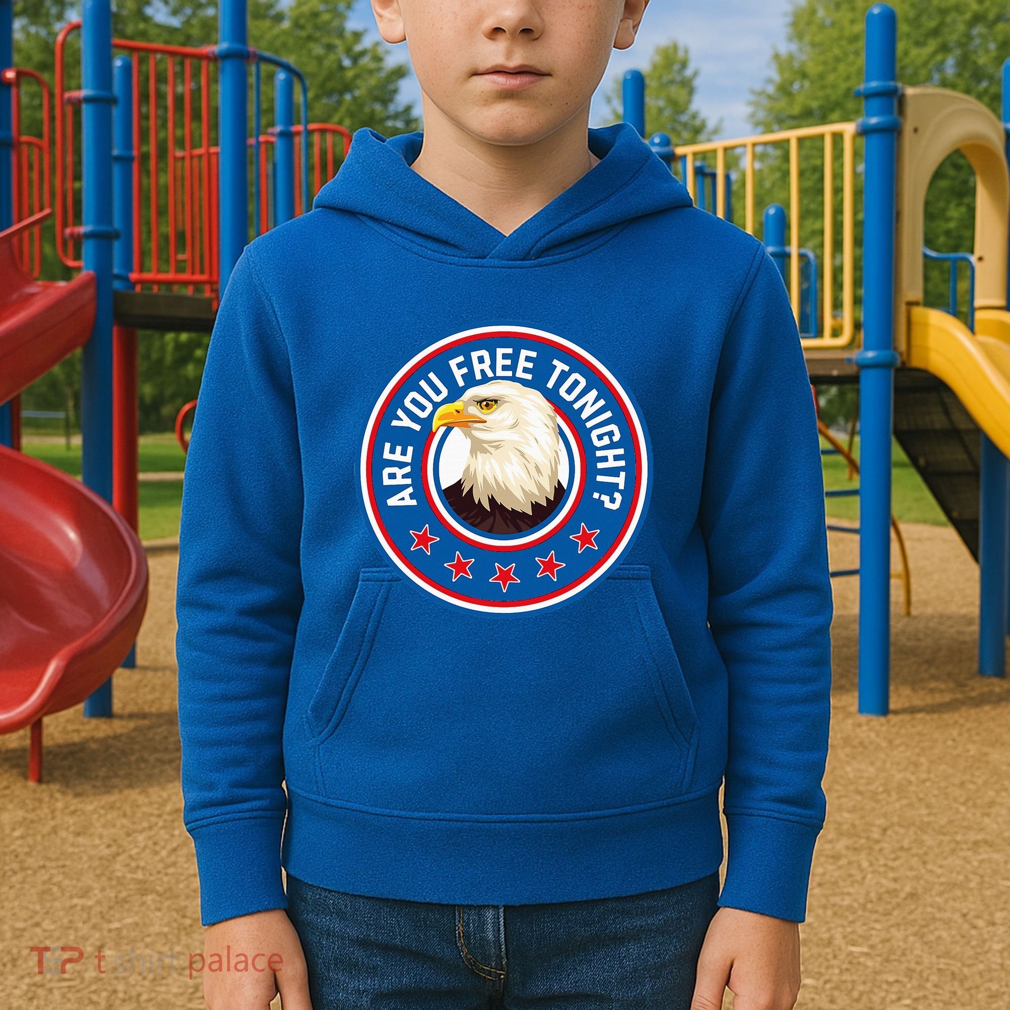 Funny 4th Of July Bald Eagle Are You Free Tonight Usa Kids Hoodie