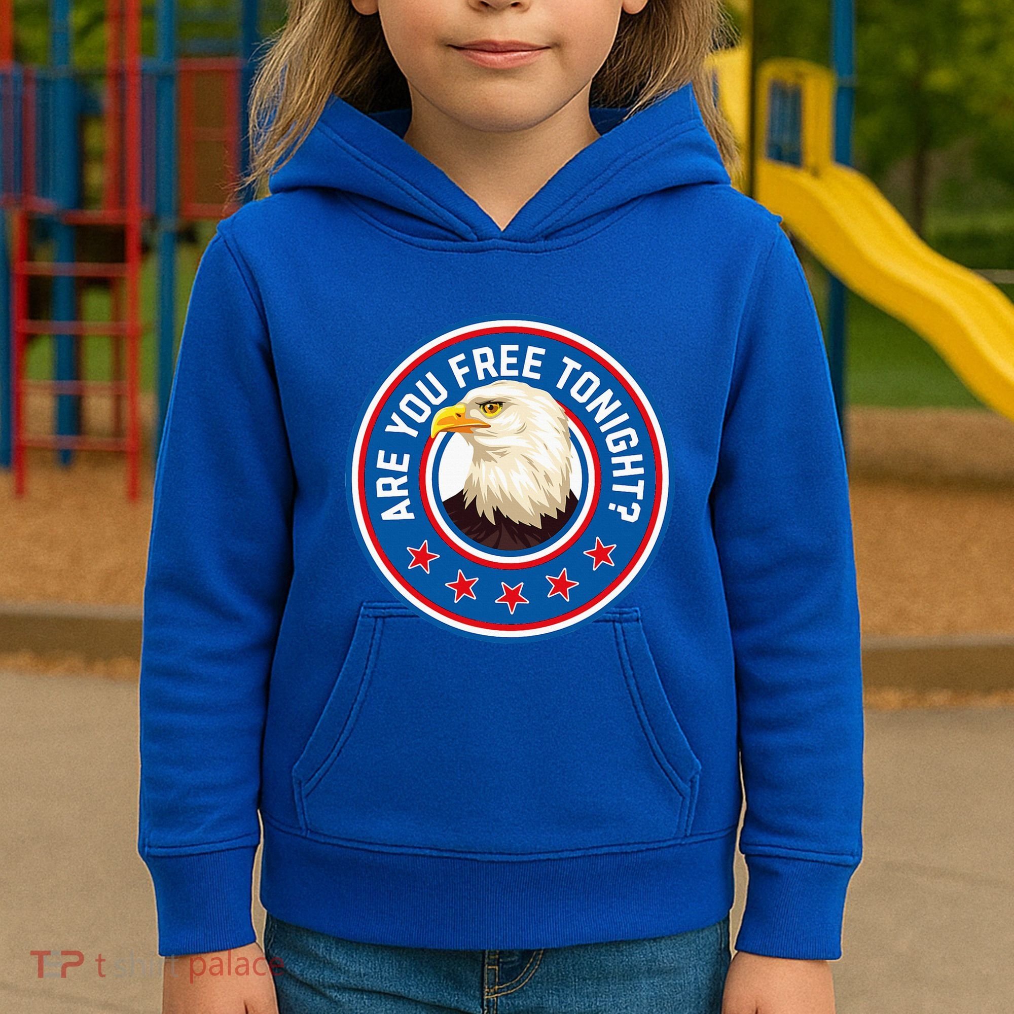 Funny 4th Of July Bald Eagle Are You Free Tonight Usa Kids Hoodie