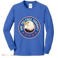 Funny 4th Of July Bald Eagle Are You Free Tonight Usa Kids Long Sleeve Shirt thumb 0