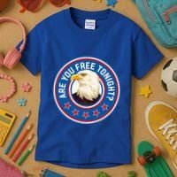 Funny 4th Of July Bald Eagle Are You Free Tonight Usa Kids T-Shirt thumb 3
