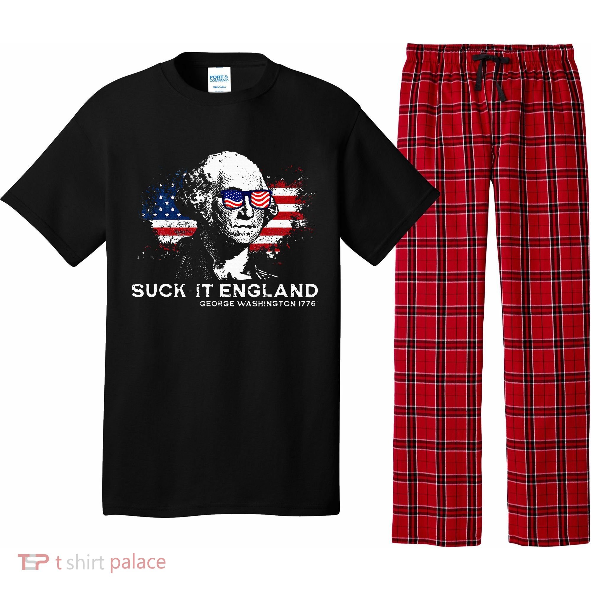 Funny 4th Of July George Washington 1776 Suck It England Pajama Set