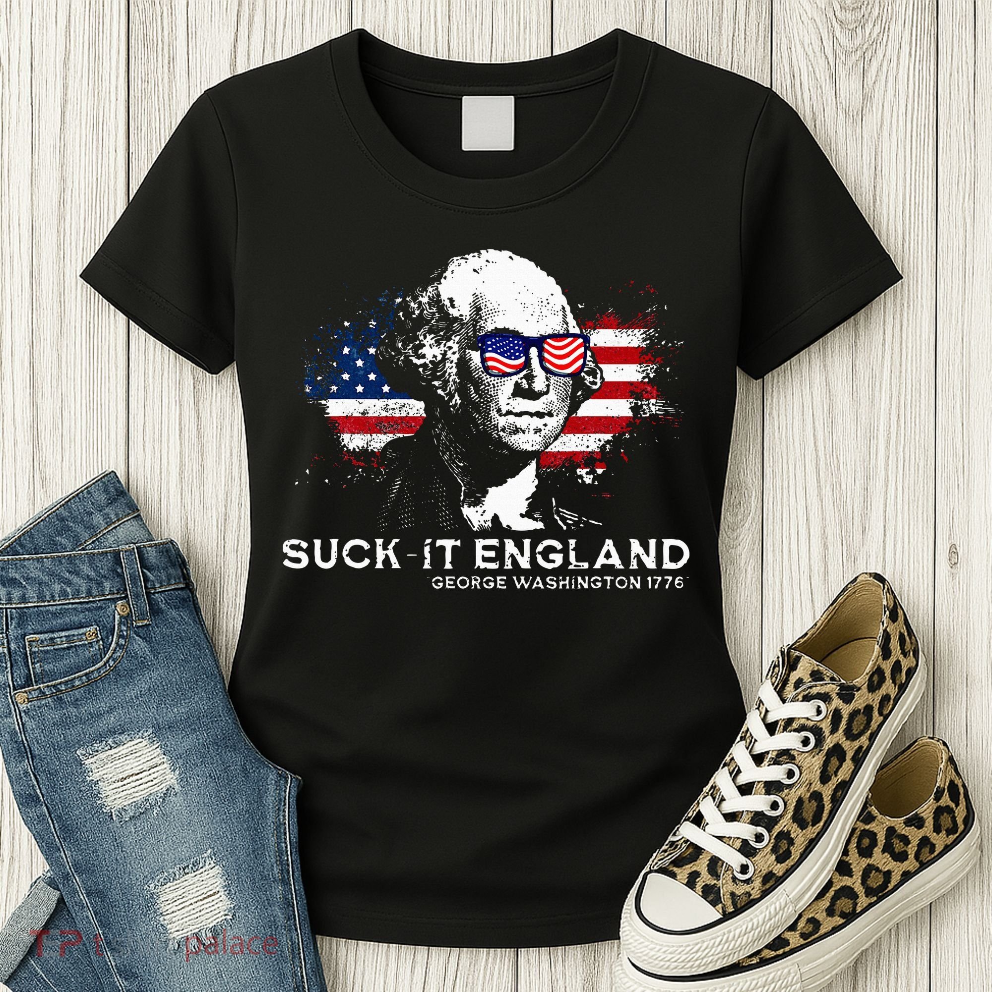 Funny 4th Of July George Washington 1776 Suck It England Women's T-Shirt