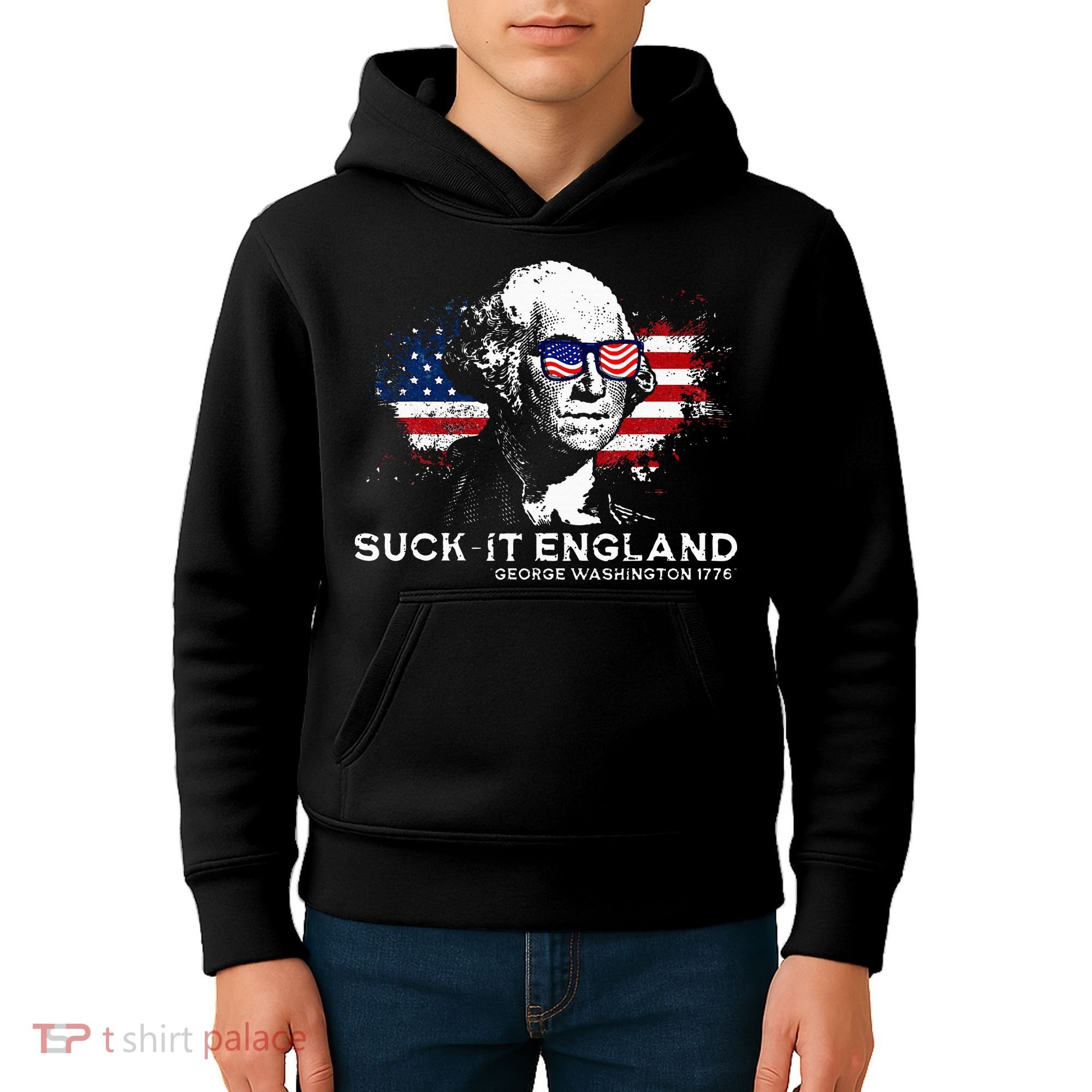 Funny 4th Of July George Washington 1776 Suck It England Kids Hoodie