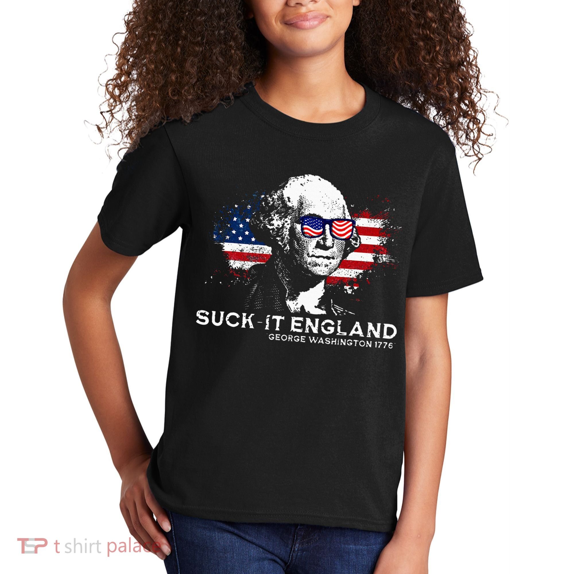 Funny 4th Of July George Washington 1776 Suck It England Kids T-Shirt