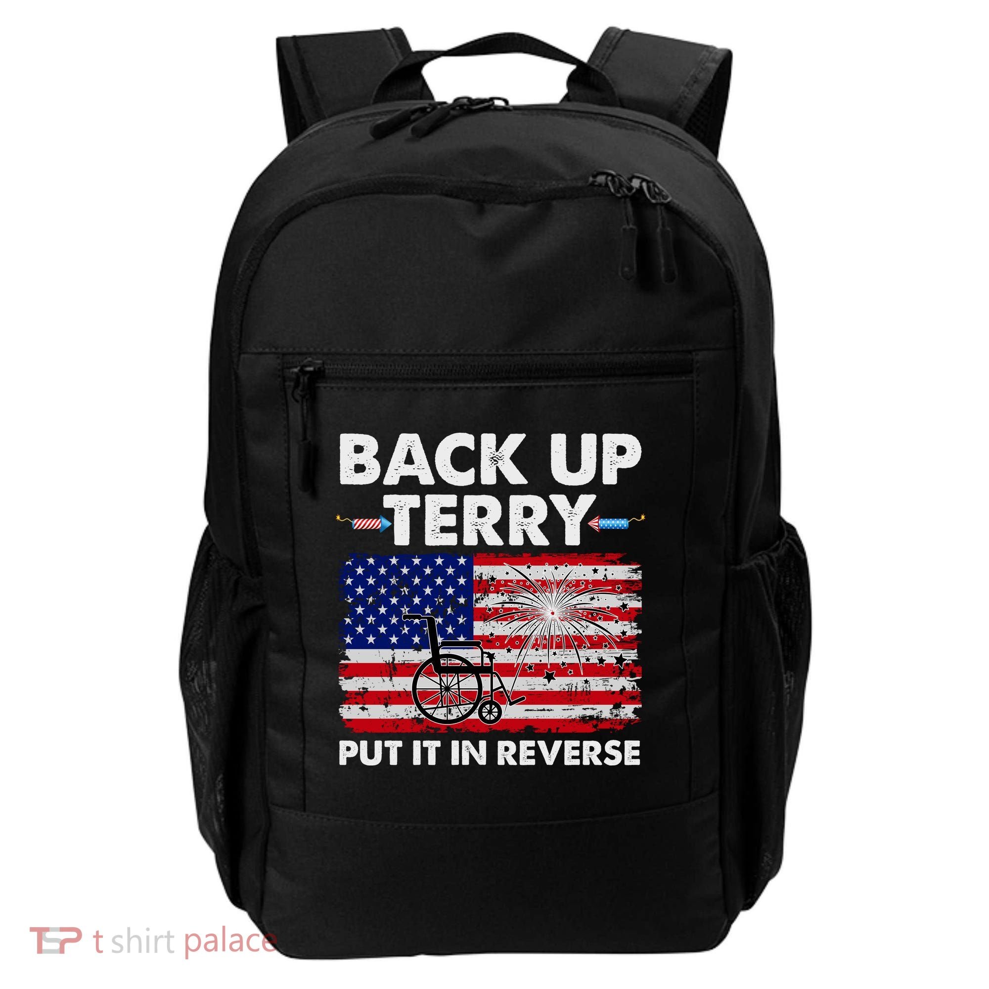 Fourth 4th Of July Back Up Terry Put It In Reverse USA Flag Backpack