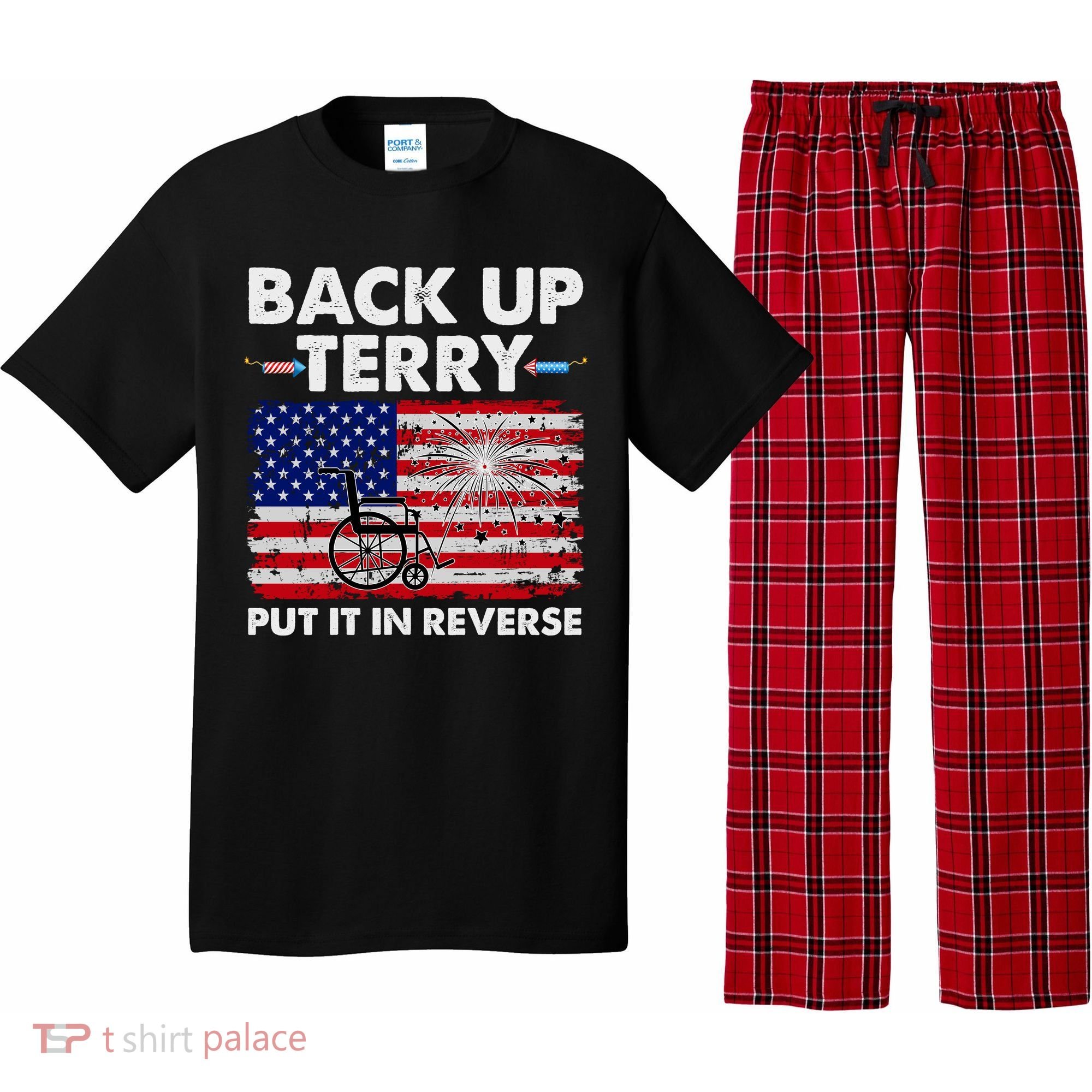 Fourth 4th Of July Back Up Terry Put It In Reverse USA Flag Pajama Set