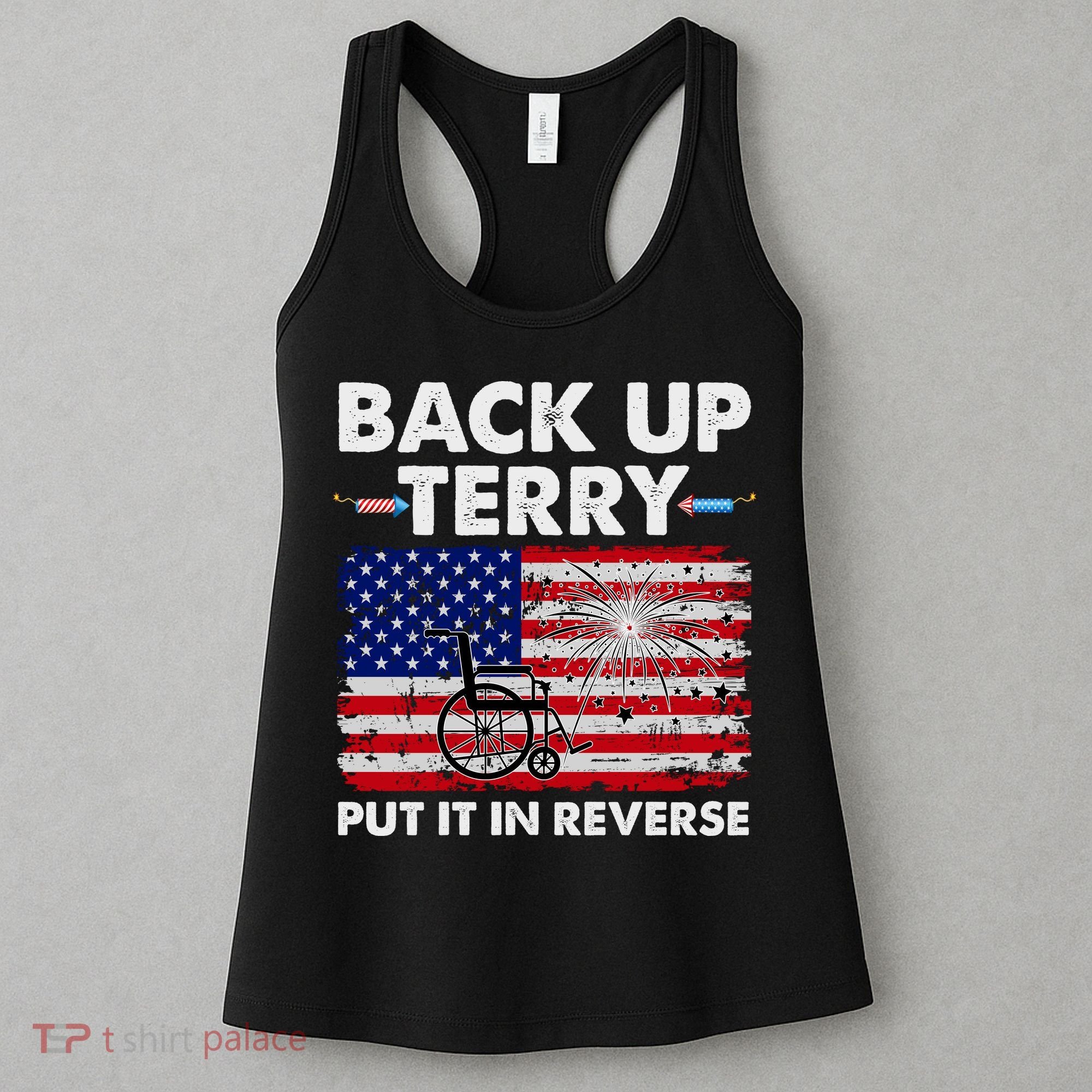 Fourth 4th Of July Back Up Terry Put It In Reverse USA Flag Women's Tank Top