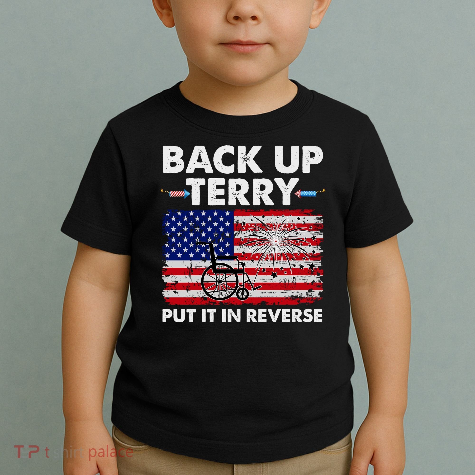 Fourth 4th Of July Back Up Terry Put It In Reverse USA Flag Toddler T-Shirt