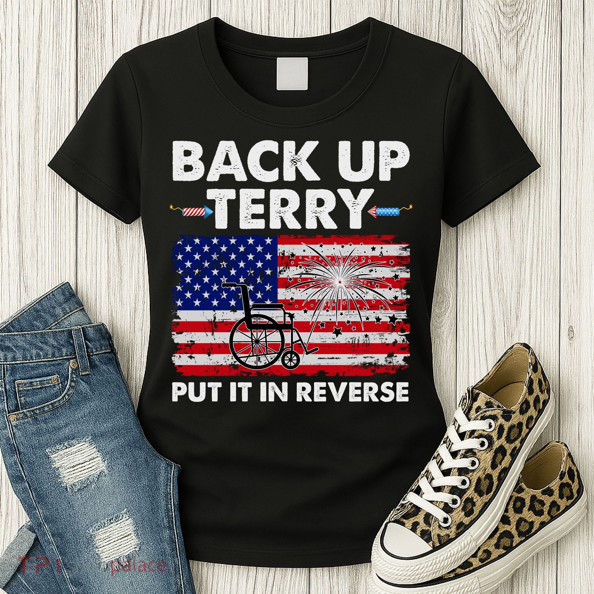 Fourth 4th Of July Back Up Terry Put It In Reverse USA Flag Women's T-Shirt