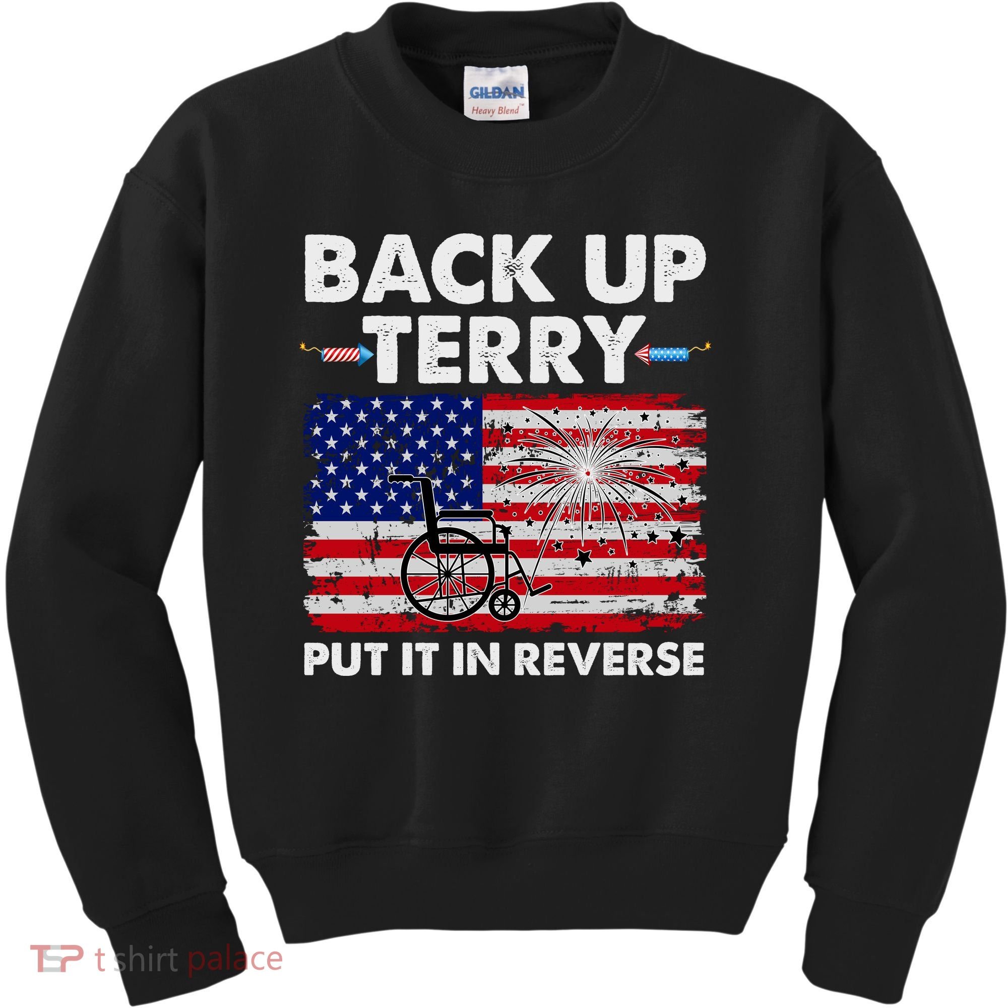 Fourth 4th Of July Back Up Terry Put It In Reverse USA Flag Kids Sweatshirt