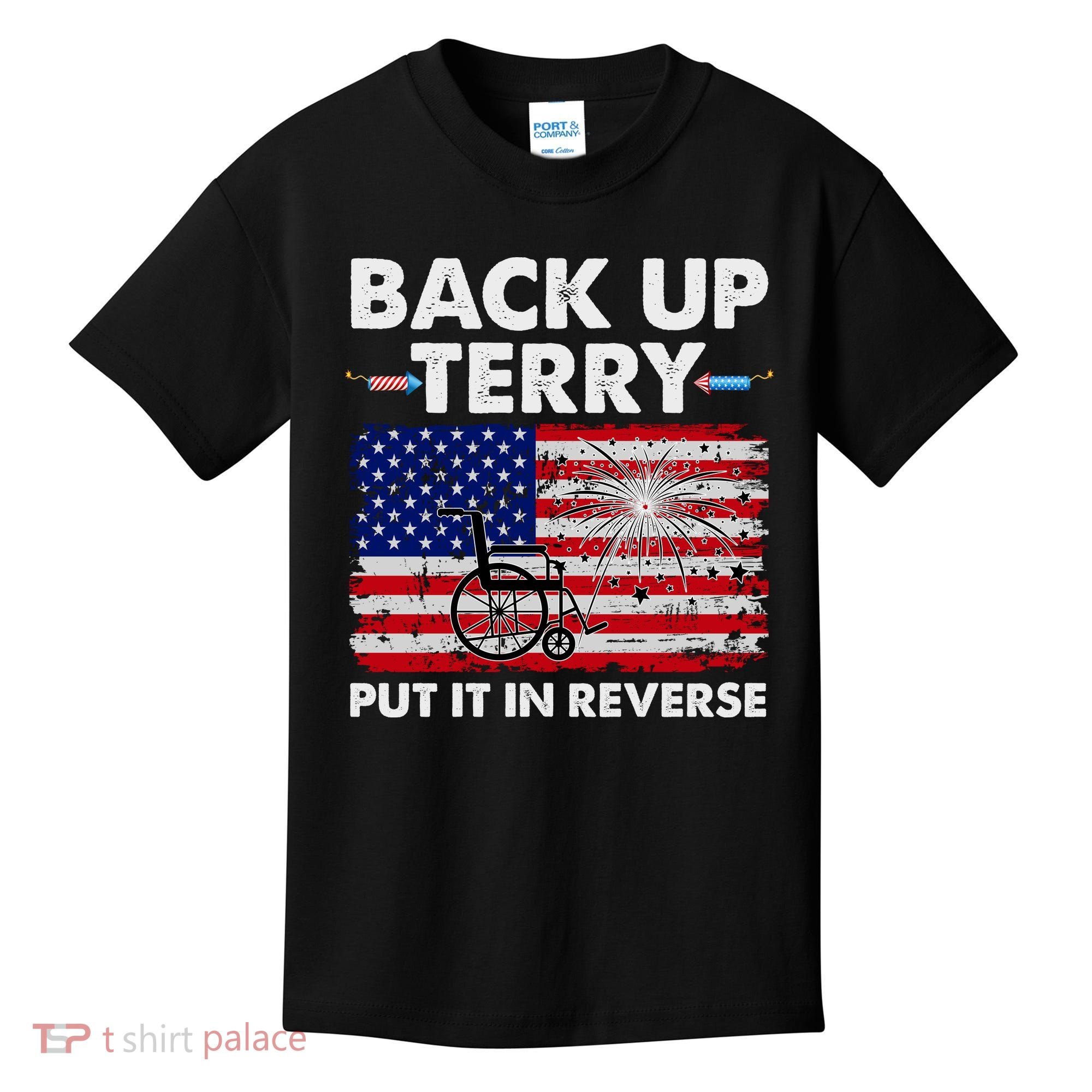 Fourth 4th Of July Back Up Terry Put It In Reverse USA Flag Kids T-Shirt