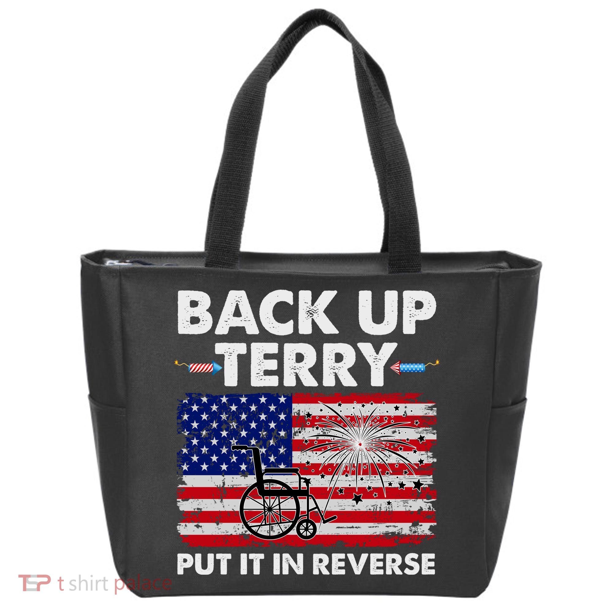Fourth 4th Of July Back Up Terry Put It In Reverse USA Flag Tote Bag