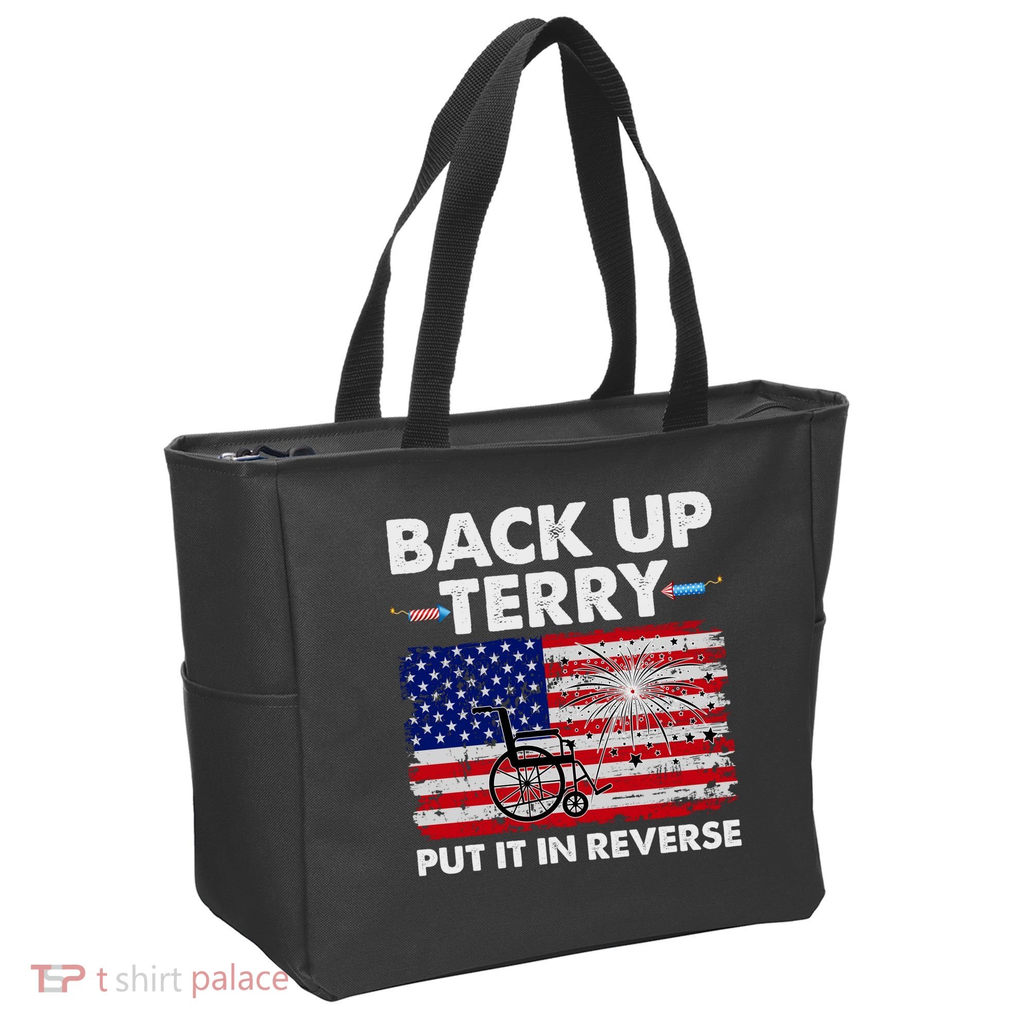 Fourth 4th Of July Back Up Terry Put It In Reverse USA Flag Tote Bag