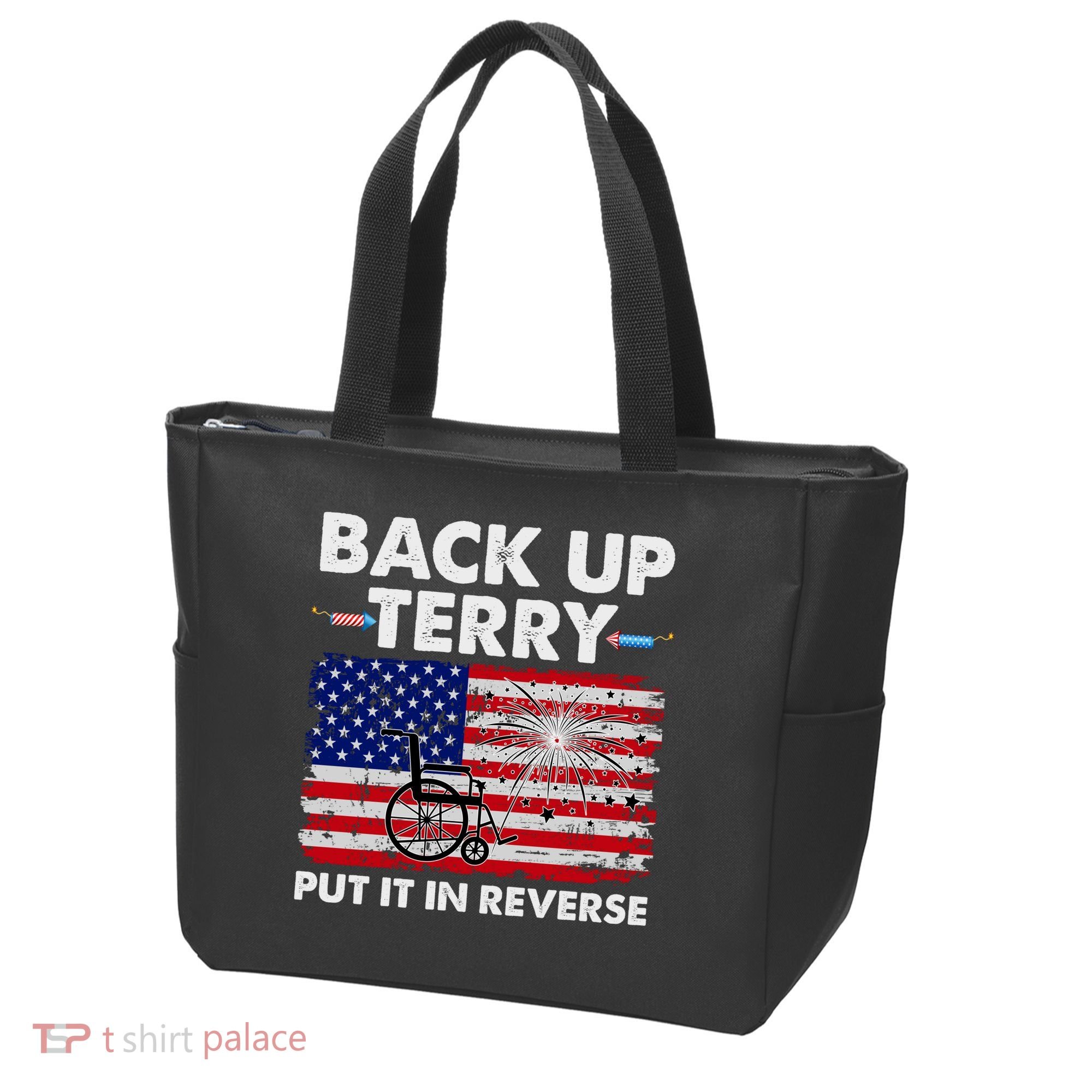 Fourth 4th Of July Back Up Terry Put It In Reverse USA Flag Tote Bag