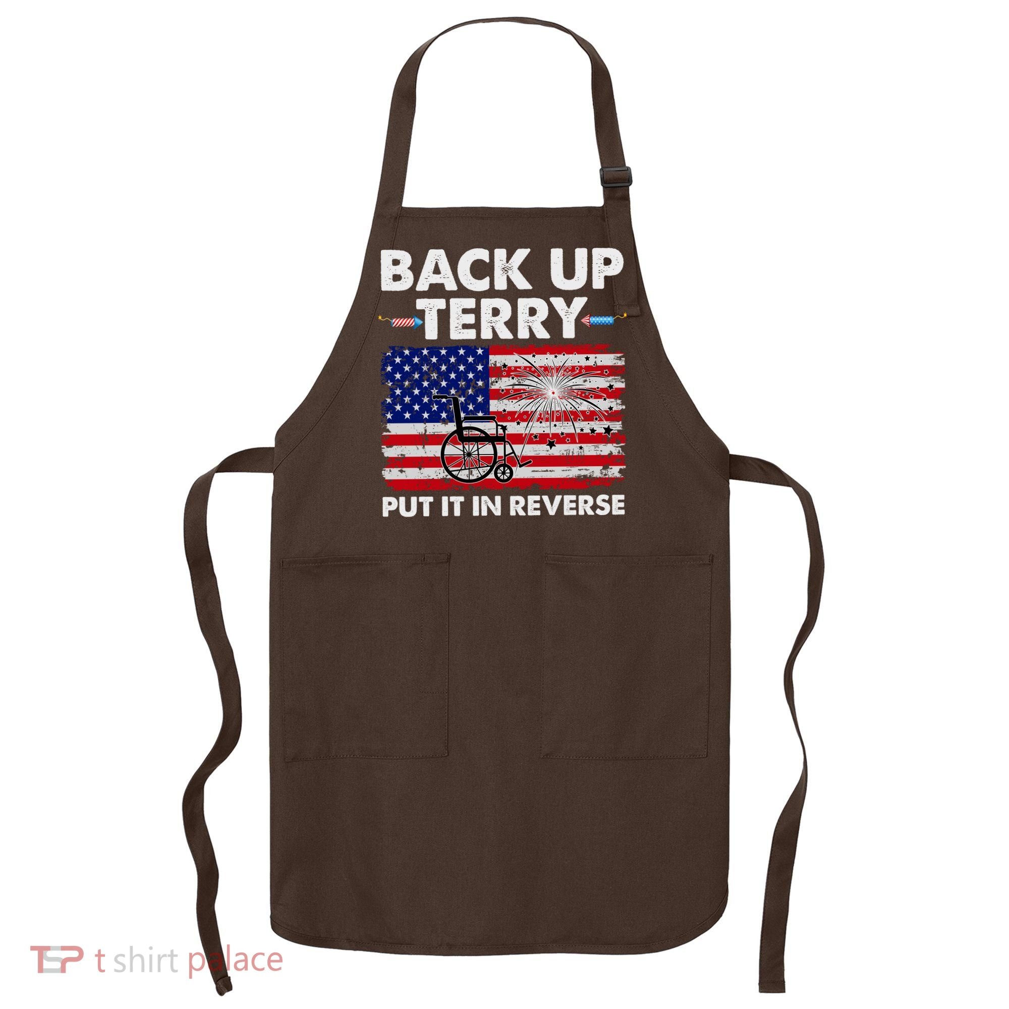 Fourth 4th Of July Back Up Terry Put It In Reverse USA Flag Apron
