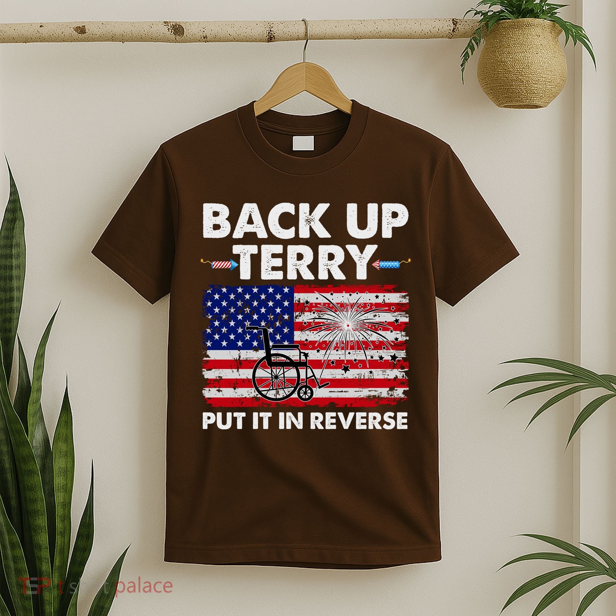 Fourth 4th Of July Back Up Terry Put It In Reverse USA Flag T-Shirt
