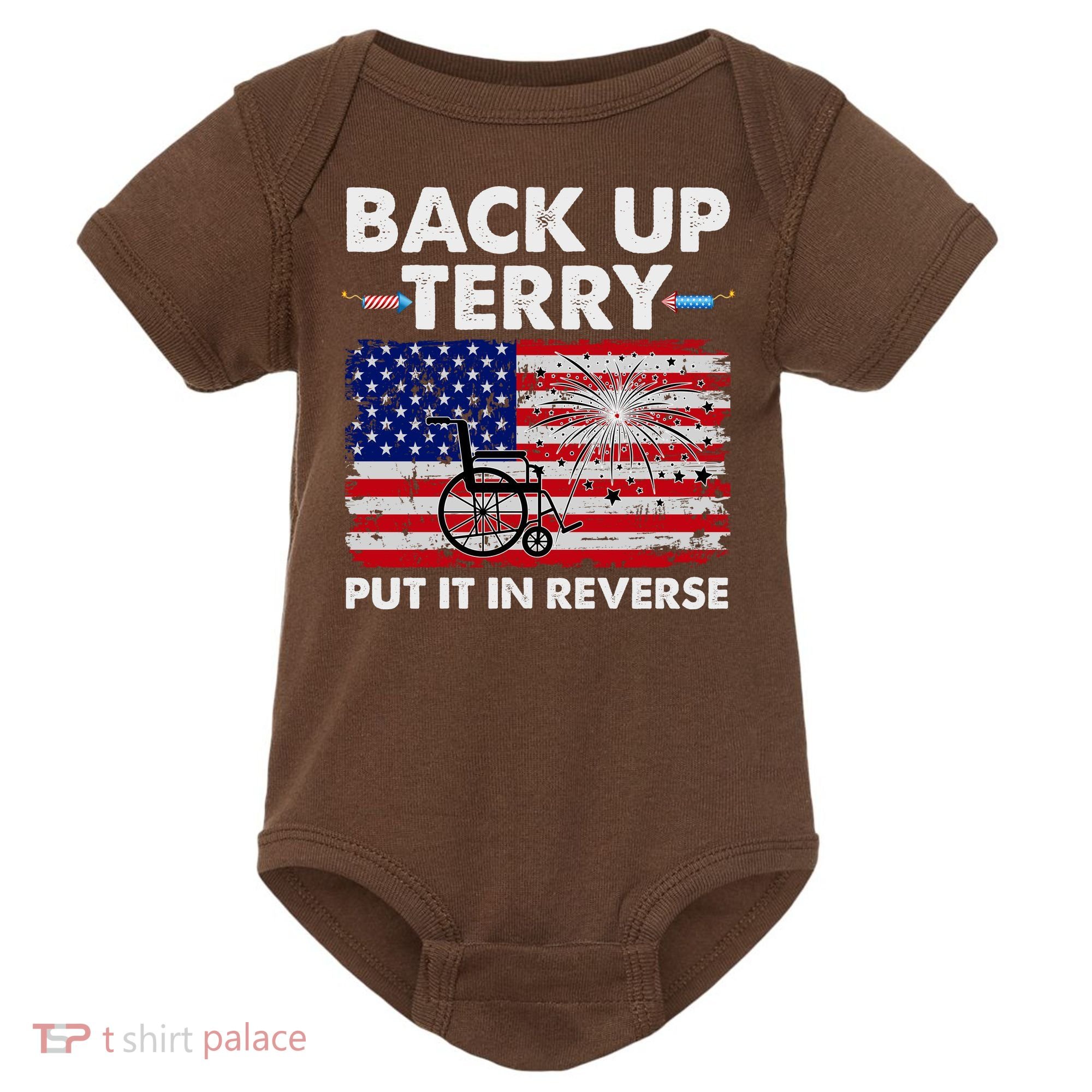 Fourth 4th Of July Back Up Terry Put It In Reverse USA Flag Baby Bodysuit