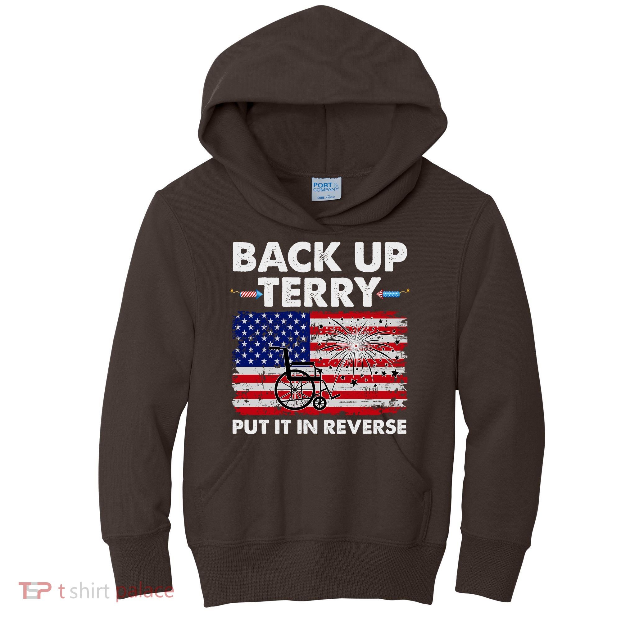 Fourth 4th Of July Back Up Terry Put It In Reverse USA Flag Kids Hoodie