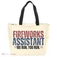 Funny 4th Of July Fireworks Assistant We Run You Run Tote Bag thumb 0