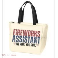 Funny 4th Of July Fireworks Assistant We Run You Run Tote Bag thumb 3