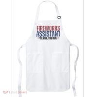 Funny 4th Of July Fireworks Assistant We Run You Run Apron thumb 0