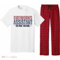 Funny 4th Of July Fireworks Assistant We Run You Run Pajama Set thumb 0