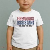 Funny 4th Of July Fireworks Assistant We Run You Run Toddler T-Shirt thumb 2