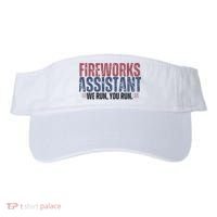 Funny 4th Of July Fireworks Assistant We Run You Run Visor thumb 0
