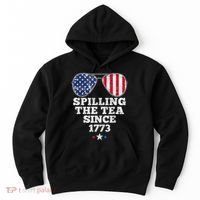 Funny 4th Of July Spilling The Tea Since 1773 American Flag Hoodie thumb 0