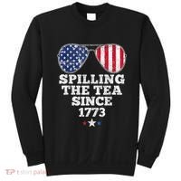 Funny 4th Of July Spilling The Tea Since 1773 American Flag Sweatshirt thumb 0