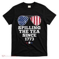 Funny 4th Of July Spilling The Tea Since 1773 American Flag T-Shirt thumb 0