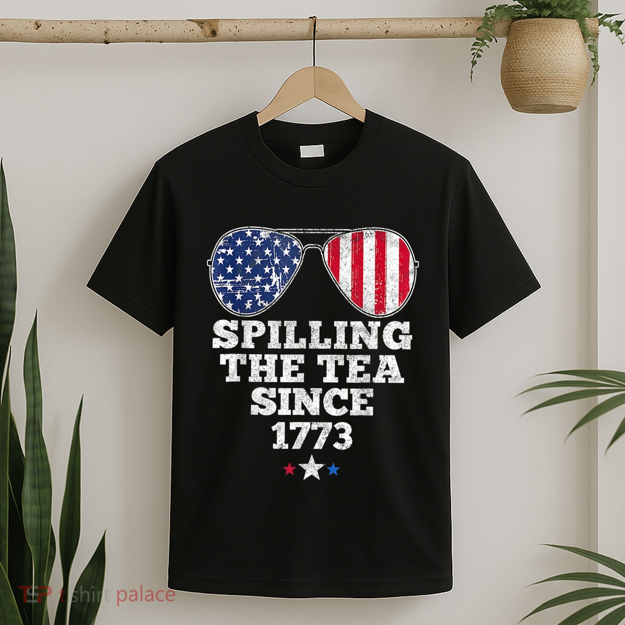 Funny 4th Of July Spilling The Tea Since 1773 American Flag T-Shirt