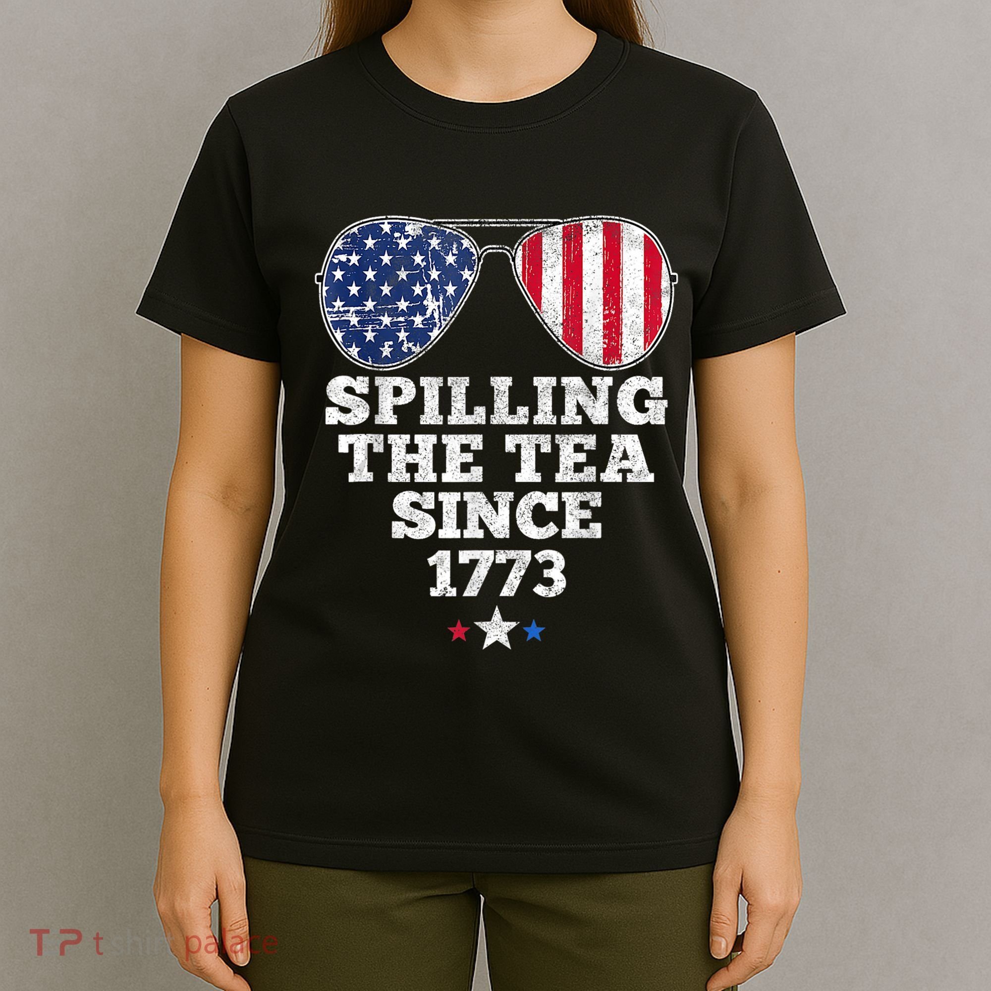 Funny 4th Of July Spilling The Tea Since 1773 American Flag T-Shirt