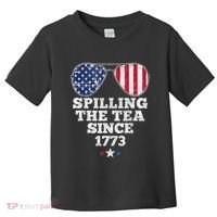 Funny 4th Of July Spilling The Tea Since 1773 American Flag Toddler T-Shirt thumb 0