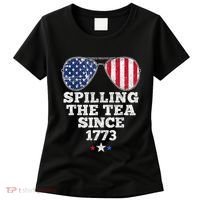 Funny 4th Of July Spilling The Tea Since 1773 American Flag Women's T-Shirt thumb 0