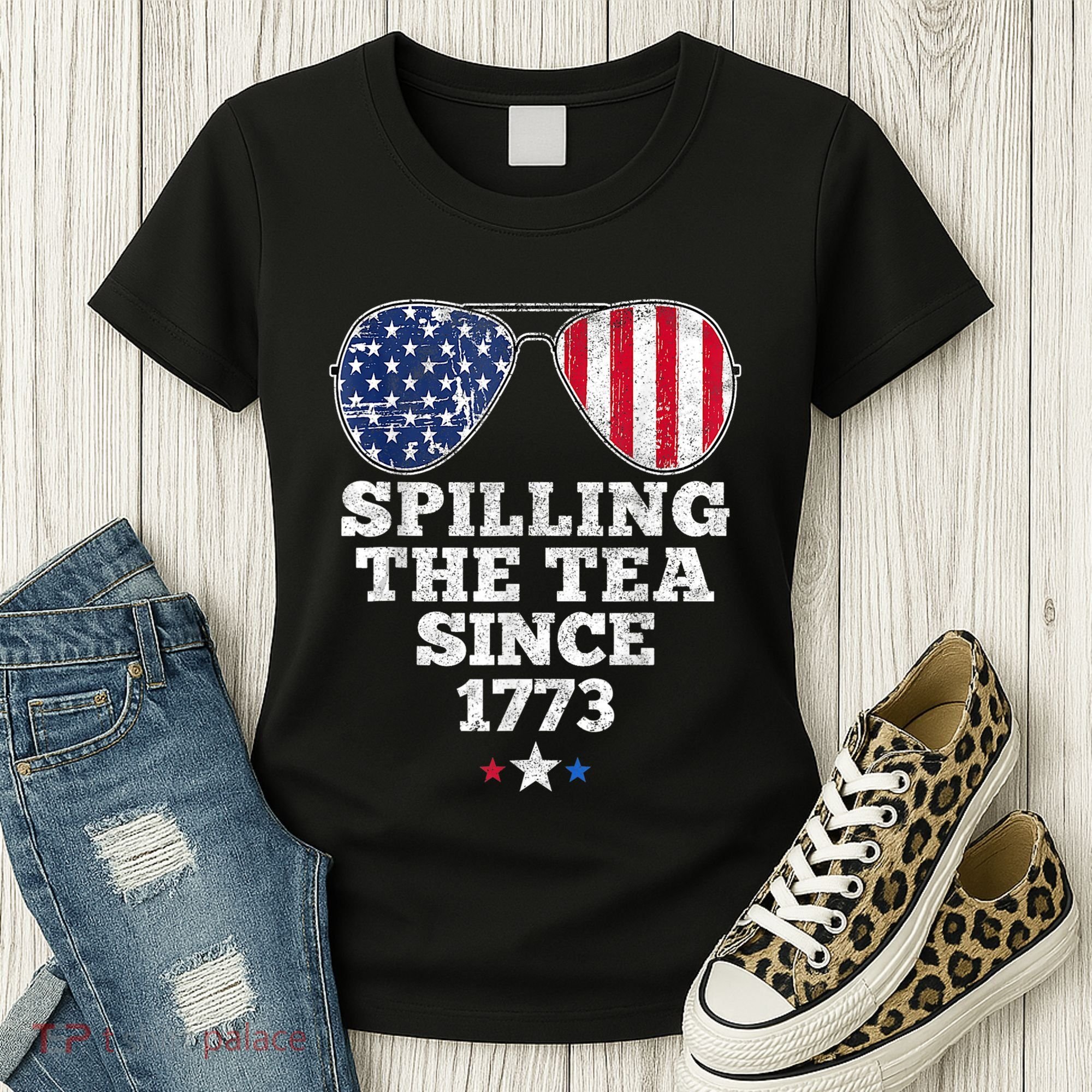 Funny 4th Of July Spilling The Tea Since 1773 American Flag Women's T-Shirt