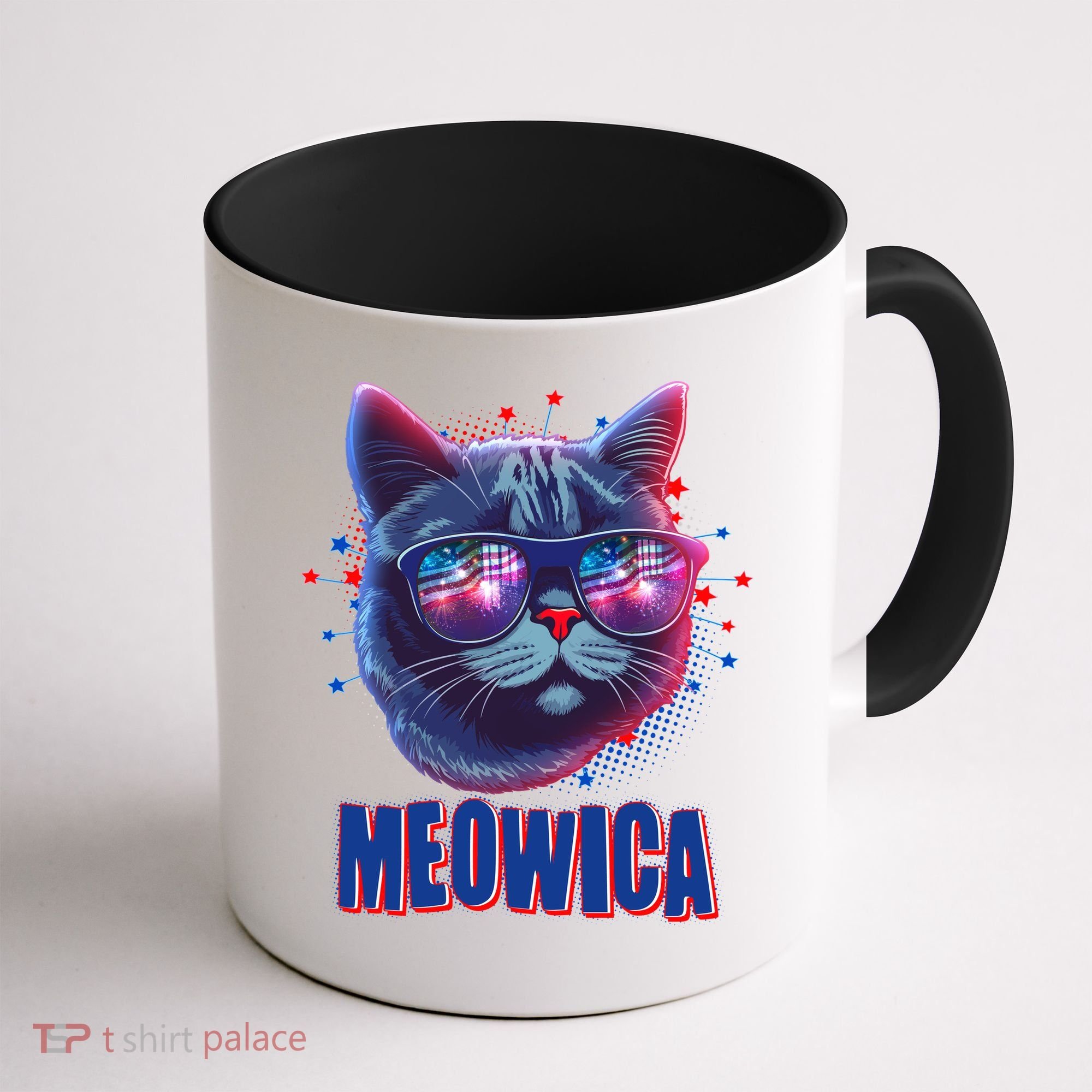 Funny 4th Of July Meowica Fireworks Cat Coffee Mug