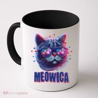 Funny 4th Of July Meowica Fireworks Cat Coffee Mug thumb 0