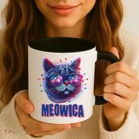 Funny 4th Of July Meowica Fireworks Cat Coffee Mug thumb 3